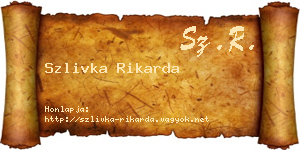 Szlivka Rikarda névjegykártya
